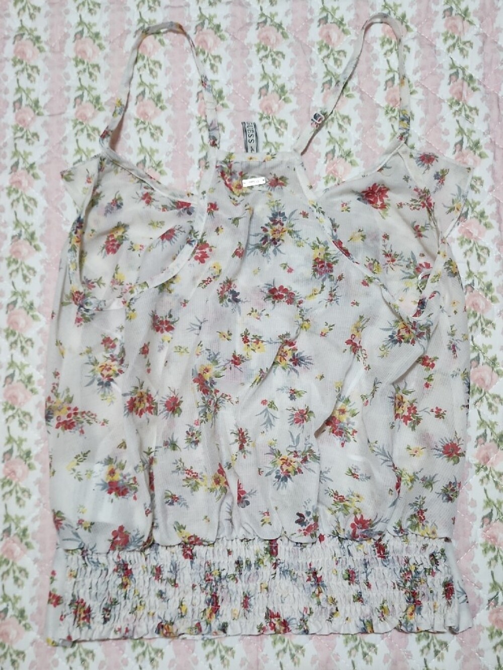 GUESS 💕 Floral Ruffle Cami XS - Picture 12 of 12
